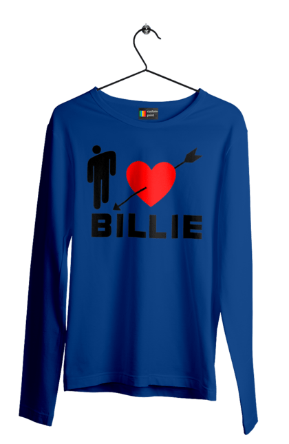 Мужской лонгслив с принтом Билли Айлиш. Билли айлиш, логотип билли айлиш, певица билли айлиш, принт билли айлиш. 2070702