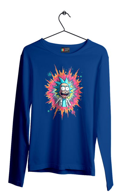 Men's longsleeve with prints Rick and Morty. Adventures, black humor, cartoon, rick, rick and morty, sci-fi, tragicomedy. 2070702