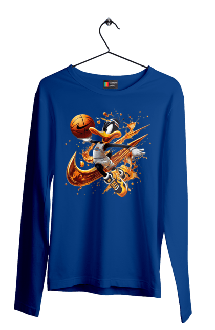 Men's longsleeve with prints Daffy Duck Nike. Cartoon, character, daffy duck, duck, looney tunes, merrie melodies, nike, warner brothers. 2070702