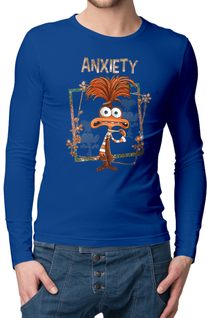 Men's longsleeve with prints Inside Out Anxiety. Anxiety, cartoon, emotions, inside out, pixar. 2070702