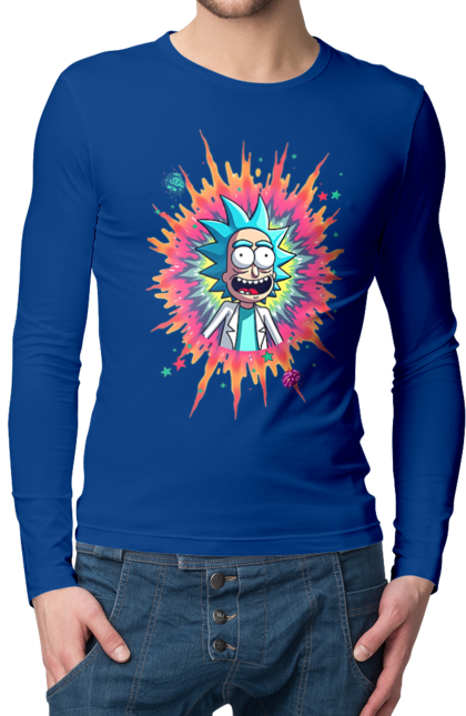 Men's longsleeve with prints Rick and Morty. Adventures, black humor, cartoon, rick, rick and morty, sci-fi, tragicomedy. 2070702