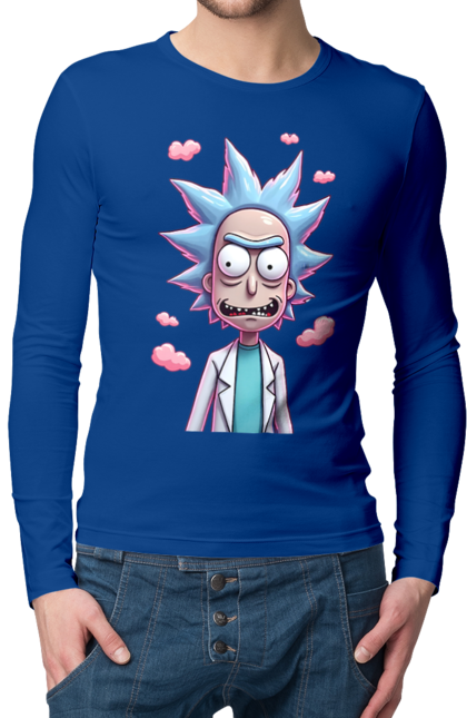 Men's longsleeve with prints Rick and Morty. Adventures, black humor, cartoon, rick, rick and morty, sci-fi, tragicomedy. 2070702