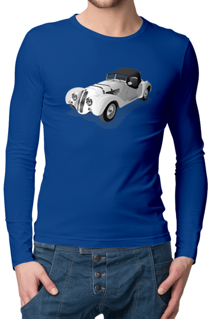 Мужской лонгслив с принтом Автомобиль. Автомобиль, классика, машина, старинная машина, старинный. 2070702