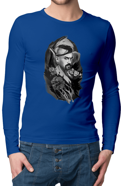 Men`s longsleeve with prints Cossack. Cossack, forelock, good ukrainian, pistol, tickets, vusa. 2070702
