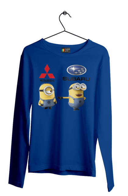 Чоловічий лонгслів з принтом "Minion Субару". Авто, машини, міньйони, мітсубісі, субару. 2070702
