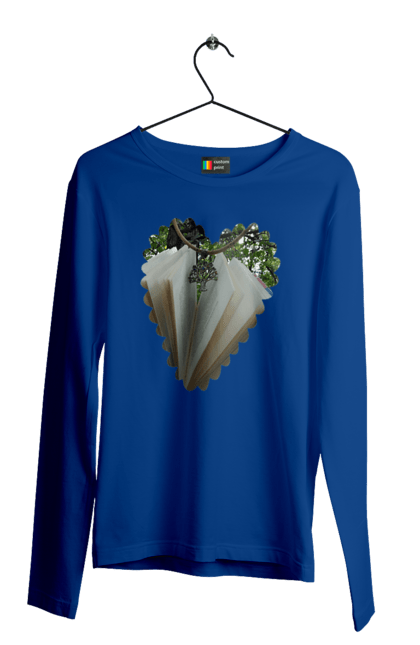 Men`s longsleeve with prints Book valentine. Books, decoration, heart, heart shape, love, nature, reading, wood. 2070702