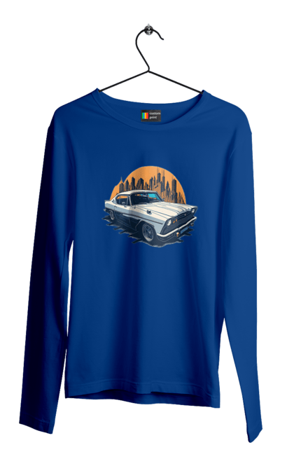 Men`s longsleeve with prints Vintage car image. Car, city, vintage image. 2070702