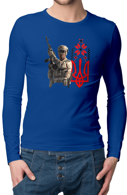 Чоловічий лонгслів з принтом "Гвардія наступу". F 16, himars, leopard, patriot, гвардія наступу, контрнаступ, літо 2023, літо контрнаступ, перемога. 2070702