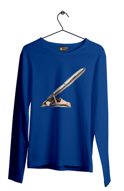 Чоловічий лонгслів з принтом "Великий Патрон". Дівчина, куля, патрон. 2070702