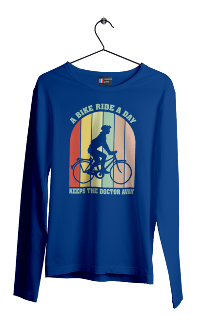 Чоловічий лонгслів з принтом "Поїздка на велосипеді". Велопрогулянка, велосипед, здоровий спосіб життя, зож, поїздка на велосипеді. 2070702