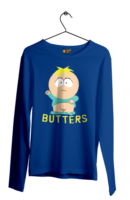 Мужской лонгслив с принтом Южный Парк Баттерс. Butters, south park, баттерс, мультфильм, южный парк. 2070702