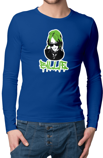 Чоловічий лонгслів з принтом "Billie Eilish". Активістка, біллі айліш, мизукант, права, співачка, тварини. 2070702