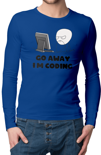 Чоловічий лонгслів з принтом "Іди Я кодую". Айті, айтішник, для айтішника, для програміста, йди я кодую, майстер коду, подарунок айтішнику, подарунок програмісту, програміст, розробник. 2070702
