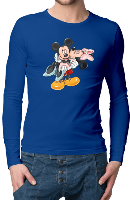 Чоловічій лонгслів з принтом "Міккі Маус та Мінні Маус". Mickey mouse, minnie mouse, дісней, міккі, міккі маус, мінні маус, мультфільм. 2070702