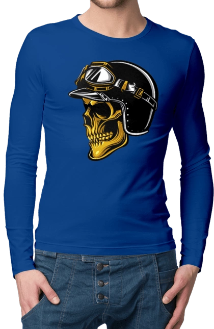 Skull in a motorcycle helmet