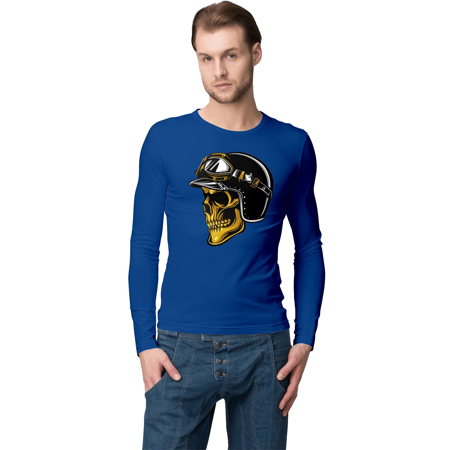 Skull in a motorcycle helmet