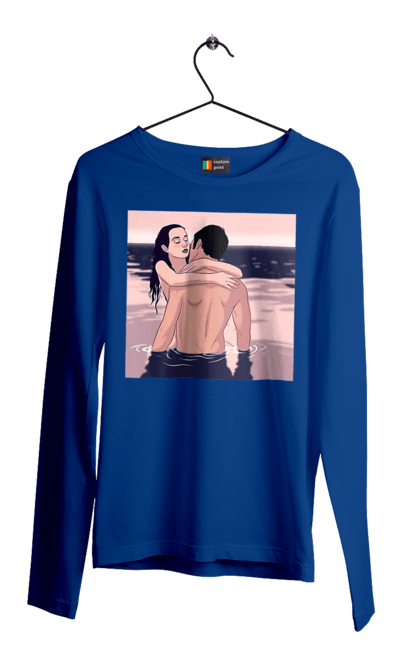 Men`s longsleeve with prints Couple Hugging In The River. Couple, love, naked. 2070702