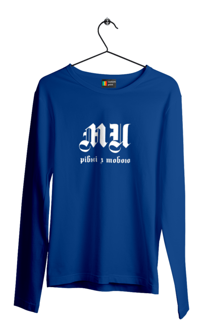 Men`s longsleeve with prints Mi equal. Call, gothic font, inscription, mi equal, text. 2070702