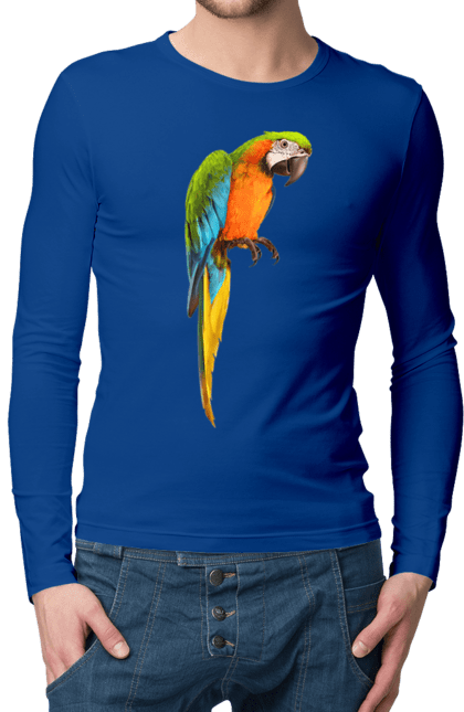 Чоловічий лонгслів з принтом "Просто Папуга". Папуга, пташка. 2070702