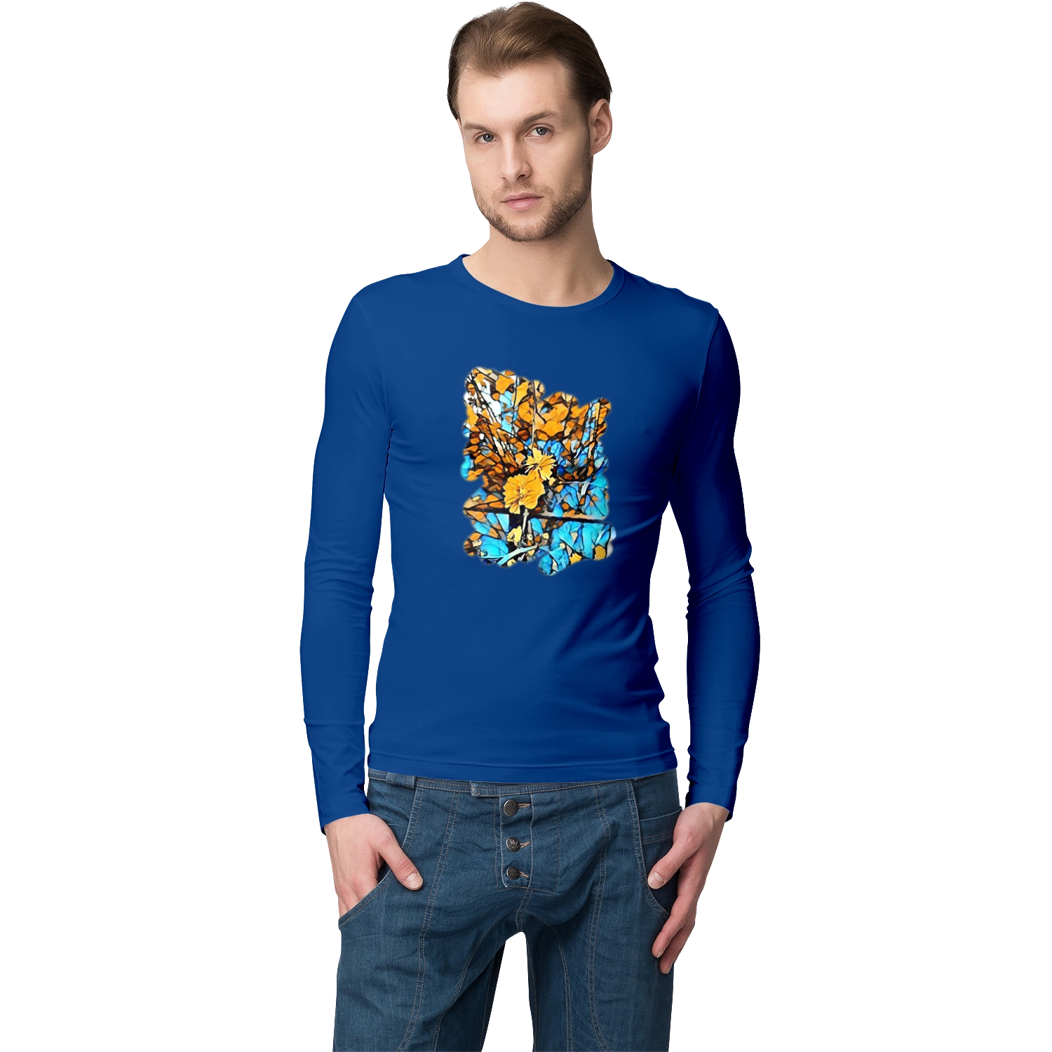 Жовті квіти на синьому фоні