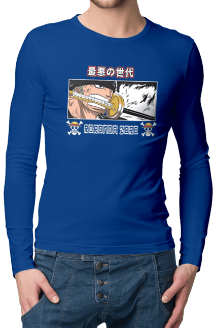 Men's longsleeve with prints One Piece Zoro. Anime, manga, one piece, roronoa zoro, straw hat pirates, swordsman, zoro. 2070702