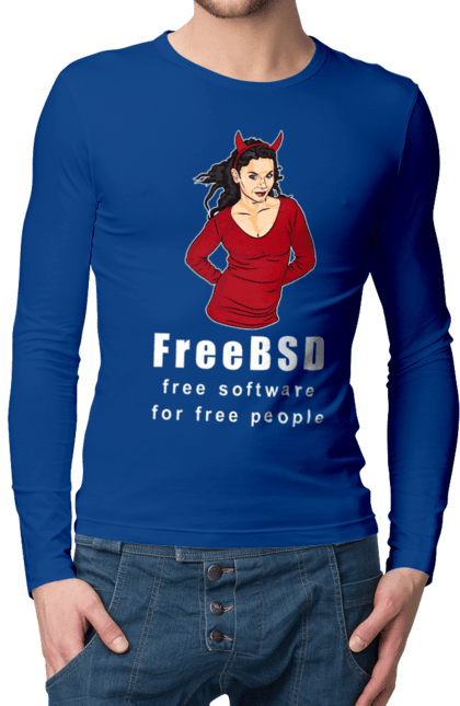 Чоловічий лонгслів з принтом "Freebsd Для Вільних". Bsd, freebsd, unix, адміністратор, айті, айтішник, безкоштовна, безкоштовно, бестія, білий, вільна, демон, демонесса, доступність, незалежність, операційна система, ос, програміст, програмне забезпечення, свобода, сисадмін, система, системний адміністратор, софт, текст, червоний. 2070702