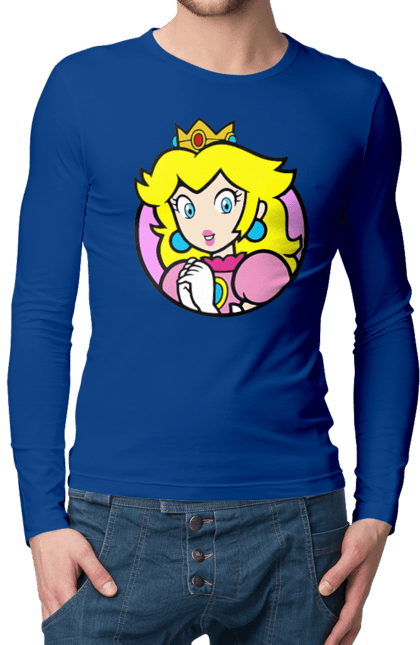 Men's longsleeve with prints Mario Bros. Princess Peach. Character, game, mario, mario bros, nintendo, princess peach, super mario bros. 2070702