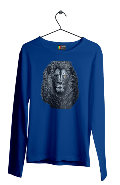 Чоловічій лонгслів з принтом "Захоплююча ілюстрація величного лева". Велич, величний лев, лев. CustomPrint.market