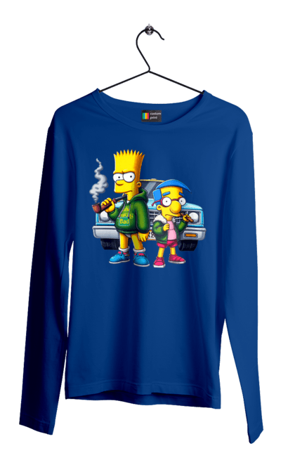 Men's longsleeve with prints Bart Breaking Bad. Bart, breaking bad, cartoon, character, laboratory, milhouse, serial, simpson, simpsons. 2070702