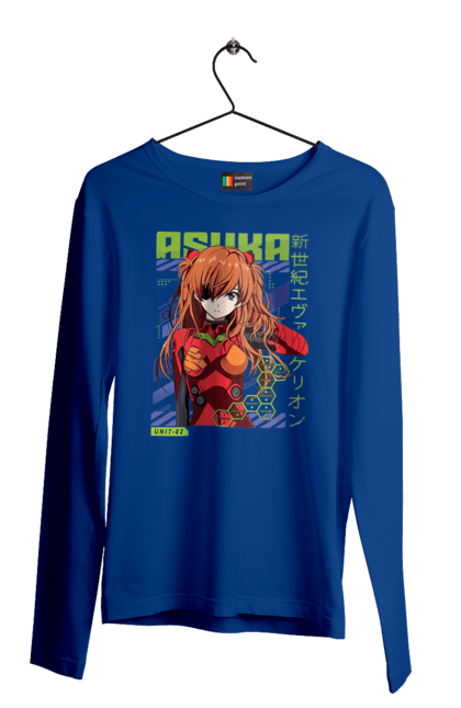 Men's longsleeve with prints Evangelion Asuka. Anime, asuka, asuka langley sorry, eva 02, evangelion, eve, kaoru, manga, ray, shinji. 2070702