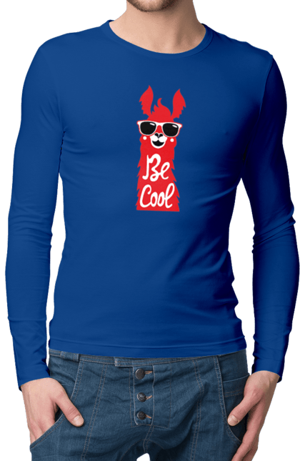 Men`s longsleeve with prints Cool llama. Animals, cool, glasses, lama. 2070702