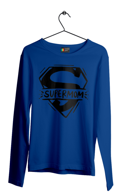 Чоловічій лонгслів з принтом "Супермама". Для мами, мати, подарунок мамі, супер, супер мама. CustomPrint.market