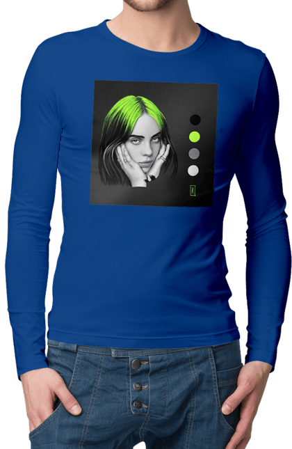 Чоловічий лонгслів з принтом "Біллі Ейліш". Біллі, біллі ейліш, ейліш. 2070702