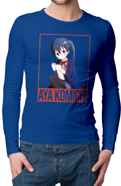 Men's longsleeve with prints Kiniro Mosaic Aya Komichi. Anime, aya komichi, gold mosaic, kiniro mosaic, kinmoza, manga. 2070702