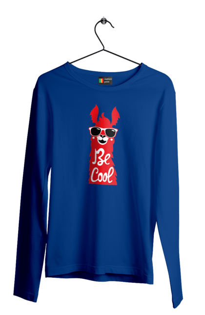 Men`s longsleeve with prints Cool llama. Animals, cool, glasses, lama. 2070702