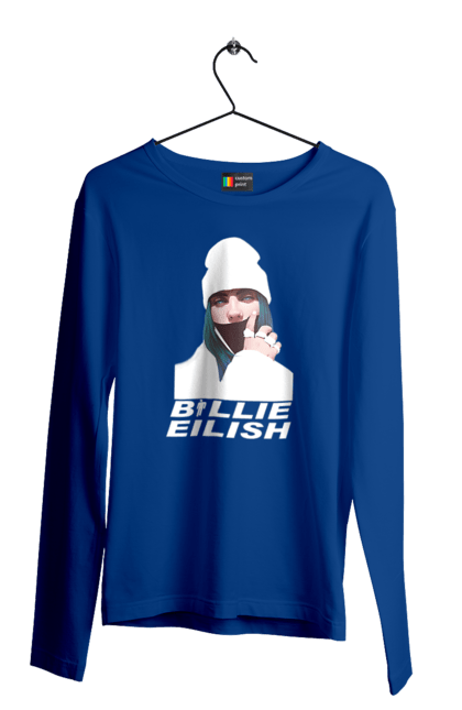 Чоловічий лонгслів з принтом "Біллі Айліш". Біллі айліш, логотип біллі айліш, принт біллі айліш, співачка біллі айліш. 2070702