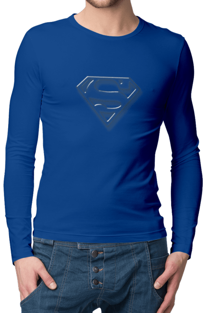 Чоловічій лонгслів з принтом "Логотип супермена". Емблема, літера s, логотип, логотип супермена, мультфільм, супермен, фільм. CustomPrint.market