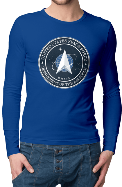 Men's longsleeve with prints United States Space Force. Emblem, political, politics, space, space force, space travel, united states, ussf. 2070702