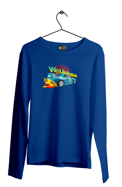 Чоловічий лонгслів з принтом "Авто". Авто, вогонь, вулиці, денги, дрифт, спорт, спортивне авто, швидкість. 2070702