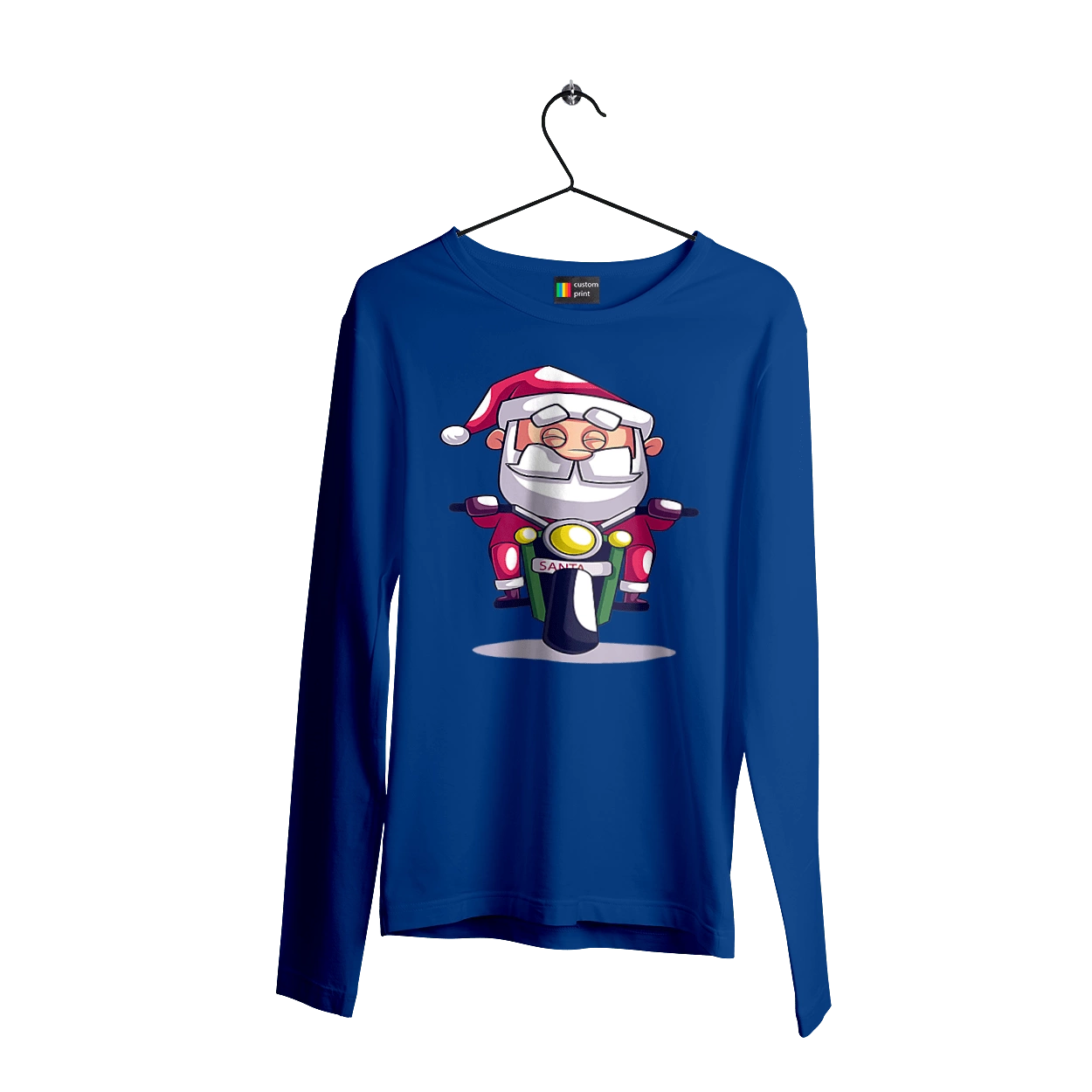 Happy Santa on a motorcycle