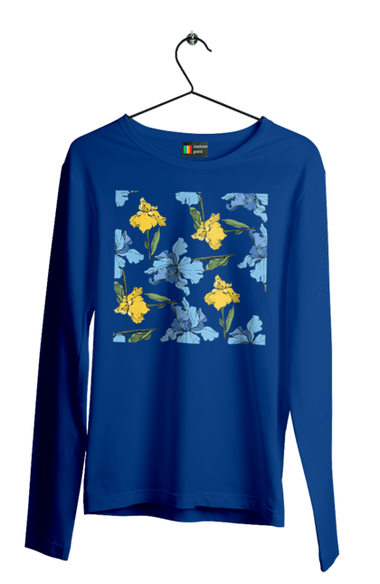 Чоловічий лонгслів з принтом "Квіти Іриси". 8 березня, andreyanush, весна, весняний подарунок, день матері, день народження, літній подарунок, літо, подарунок дружині, подарунок коханій, подарунок мамі. 2070702