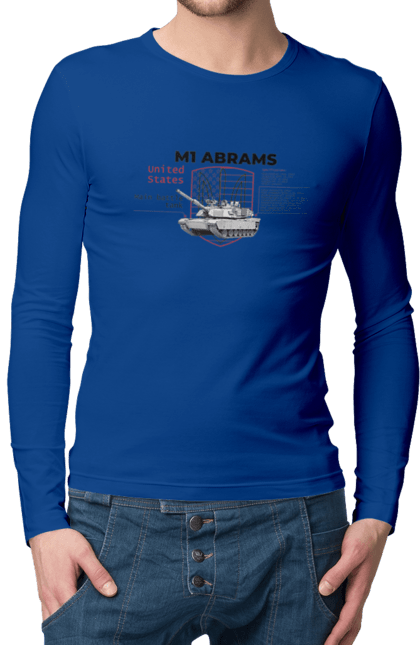 Чоловічий лонгслів з принтом "M1 Abrams англійська". Abrams, m1 abrams, залужний, зброя, танк. 2070702