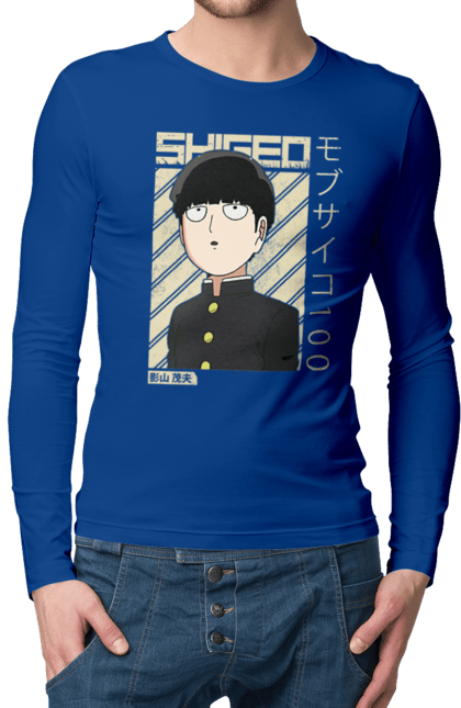 Чоловічій лонгслів з принтом "Mob Psycho 100". Anime, manga, mob psycho 100, shigeo kageyama, аніме, манга, моб, моб-вар ят 100, сігео кагеяма, шіґео каґеяма. 2070702