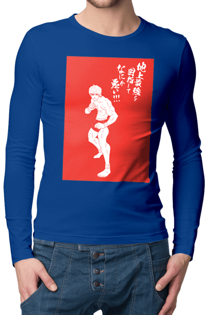 Men's longsleeve with prints Hanma Baki. Anime, baki fighter, hanma baki, manga, martial arts, tv series. 2070702