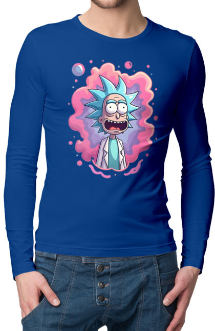 Чоловічій лонгслів з принтом "Рік та Морті". Rick and morty, мультфільм, наукова фантастика, пригоди, рік, рік і морті, трагікомедія, чорний гумор. 2070702