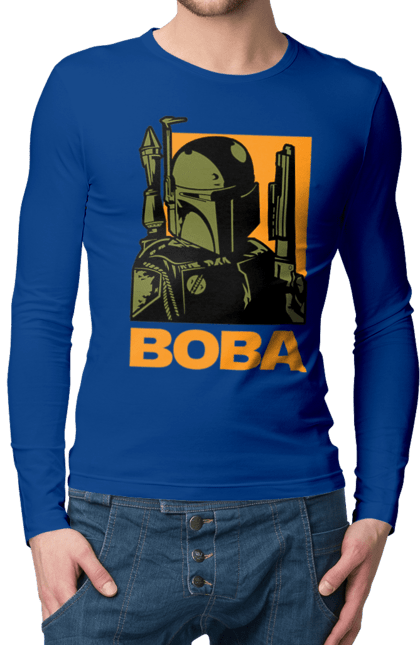 Мужской лонгслив с принтом Боба Фетт. Boba fett, боба фетт, звездные войны, клон, охотник за головами. 2070702