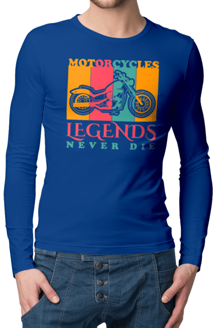 Чоловічий лонгслів з принтом "мотоцикл легенда". Легенда, мотоспорт, мотоцикл. 2070702