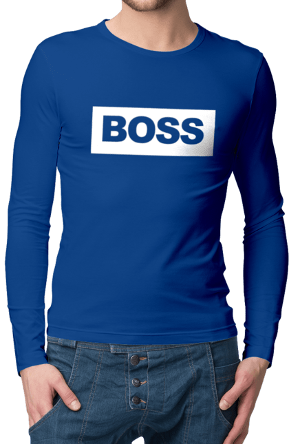 Чоловічій лонгслів з принтом "Boss". Босс, головний, господар, директор, шеф. futbolka.stylus.ua
