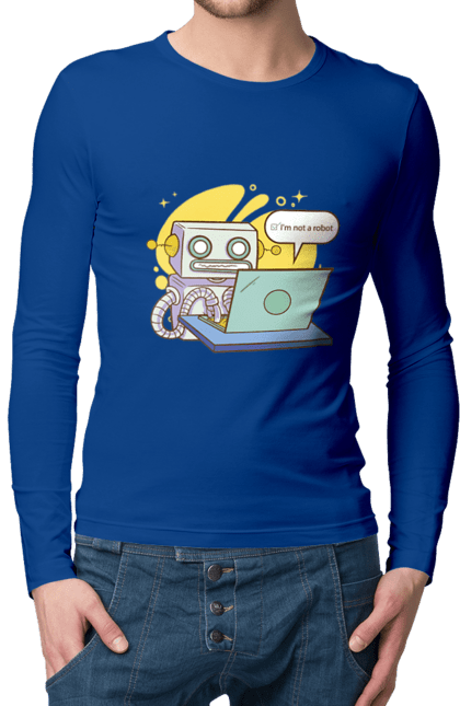 Чоловічий лонгслів з принтом "Я не робот Хакер зрозуміє 404 до дня програміста". 404, aws, backend, c++, cloud, css, frontend, golang, java, js, linux, python, script, web, ай ті, айті, айтішник, верстка, дата, код, компьютер, лаптоп, облако, ошибка, програміст, программа, программист, програмування, робот, хакер, язык. 2070702