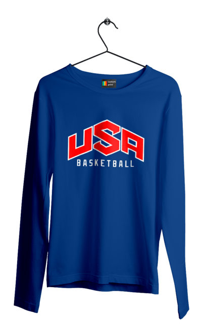 Чоловічій лонгслів з принтом "Баскетбол США". Basketball, usa, usa basketball, баскетбол, команда, спорт, спортивна команда, сша. 2070702